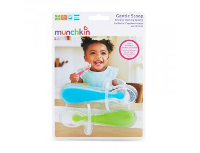 Munchkin Gentle Silicone Spoons, Εκπαιδευτικά Παιδικά Κουτάλια Σιλικόνης, 6m+, 2τμχ