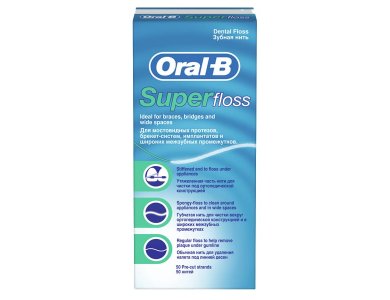 Oral-B Super Floss Οδοντικό Νήμα με Κερί, 50τεμ