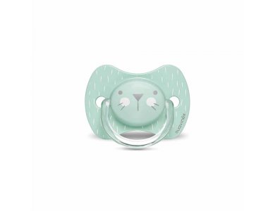 Suavinex Πιπίλα Σιλικόνης Φυσιολογική Whiskers Green, 0-6m+