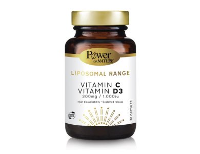 Power Health Liposomal Range Vitamin C 300mg + Vitamin D3 1000iu Συμπλήρωμα Διατροφής για την Ενίσχυση του Ανοσοποιητικού Συστήματος, 30s caps