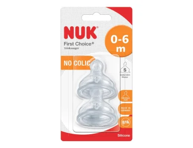 Nuk First Choice+ Θηλή Σιλικόνης, Μέγεθος 0-6m Small, με Βαλβίδα για Λεπτόρευστα Υγρά, 2τμχ