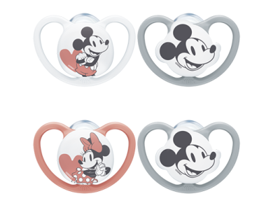 Nuk Space Mickey & Minnie, Ορθοδοντική Πιπίλα Σιλικόνης Μεγ.3 με Θήκη 18-36m, 1τμχ