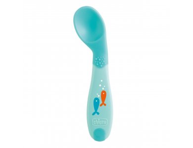 Chicco Baby's Fist Spoon, Κουτάλι Σιλικόνης Σιέλ, 8m+, 1τμχ