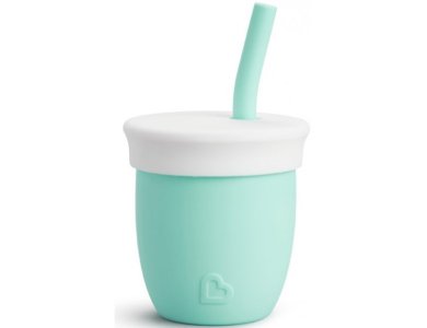 Munchkin C'est Silicone Training Cup with Straw, Εκπαιδευτικό Ποτήρι, Χρώμα Μέντα, 6m+, 118ml