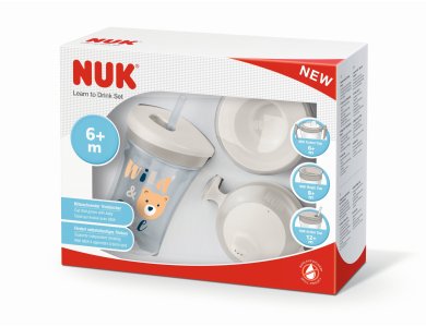 Nuk Learn To Drink Set Πλαστικό για 6m+ Ποτηράκι με Λαβές και Καλαμάκι, 230ml