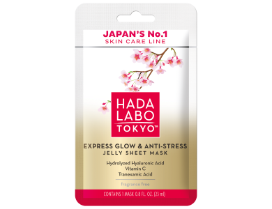 Hada Labo Tokyo Premium Express Anti Stress Glow Jelly Sweet, Αντιγηραντική μάσκα Προσώπου μίας χρήσης με Υαλουρονικό & Βιταμίνη C, 23ml