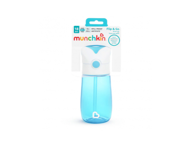 Munchkin Flip & Go Εκπαιδευτικό Ποτήρι με Καλαμάκι, Μπλέ 18m+, 355ml