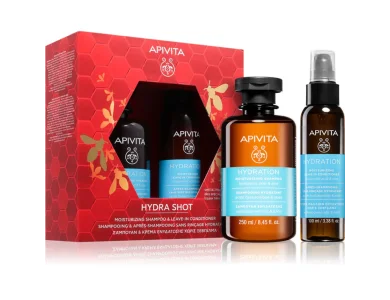 Apivita Hydra Shot Promo Moisturizing Shampoo Σαμπουάν, 250ml & Leave-In Conditioner Κρέμα Ενυδάτωσης χωρίς Ξέβγαλμα, 100ml, 1σετ