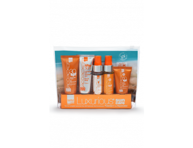 InterMed Luxurious Sun Care Travel Kit, Αντηλιακό Σετ με Sunscreen Cream 30 SPF 75ml & After Sun Cooling Gel 75ml & Tanning Oil 6 SPF 50ml & Hydrating Antioxidant Mist 50ml & Face Cream 50 SPF 40ml