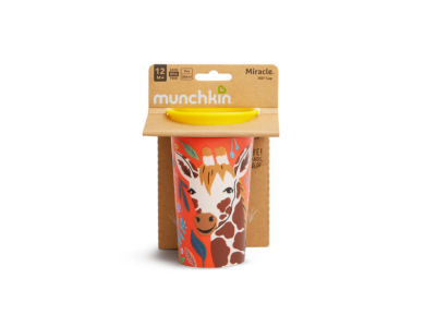 Munchkin Miracle 360° Sippy Cup 12m+ Giraffe, Εκπαιδευτικό Κύπελλο-Ποτήρι με καπάκι, 266ml