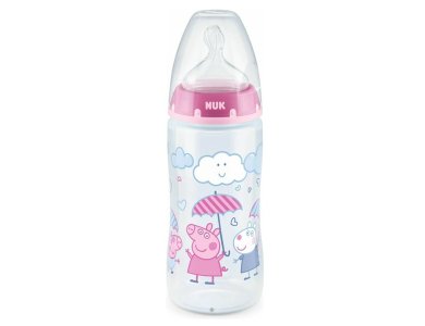 Nuk First Choice Plus, Μπιμπερό Peppa Pig Girl Με Δείκτη Ελέγχου Θερμοκρασίας, 6-18m+, 300ml