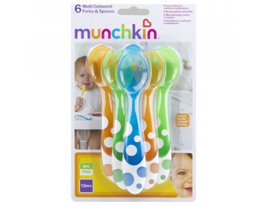 Munchkin Multi Coloured, Σετ Πολύχρωμα Πιρούνια & Κουτάλια 12m+ 6τμχ