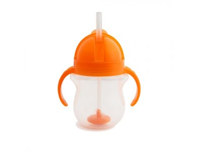 Munchkin Tip & Sip Straw Cup,Εκπαιδευτικό Ποτήρι με Καλαμάκι, Πορτοκαλί 6m+, 207ml