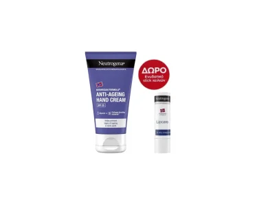 Neutrogena Promo Box Anti-Age Hand Cream & Lip Balm, Αντιγηραντική Κρέμα Χεριών με SPF20 75ml & ΔΩΡΟ Lipcare Ενυδατικό Lip Balm Χειλιών 4.8g, 1σετ