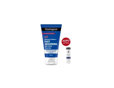 Neutrogena Promo Box Fast Absorbing Hand Cream Κρέμα Χεριών Άμεσης Απορρόφησης 75ml & ΔΩΡΟ Lipcare Ενυδατικό Lip Balm Χειλιών 4.8g, 1σετ