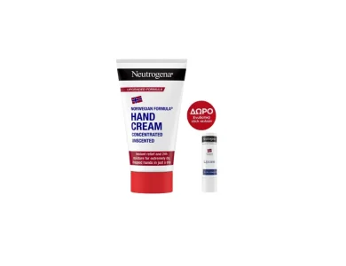 Neutrogena Promo Box Hand Cream Unscented Κρέμα Χεριών Χωρίς Άρωμα, 75ml & ΔΩΡΟ Lipcare Ενυδατικό Lip Balm Χειλιών, 4.8g, 1σετ