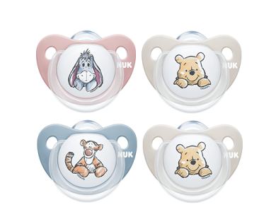 Nuk Disney Winnie Πιπίλα Σιλικόνης με Κρίκο & Θήκη, από 6-18 μηνών, 1τμχ