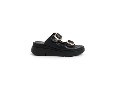 Scholl Bali Buckle Black Δερμάτινα Ανατομικά Σανδάλια, No41