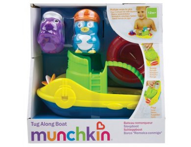 Munchkin Tug Along Boat, Παιχνίδι Μπάνιου Ρυμουλκό Καράβι, 12m+