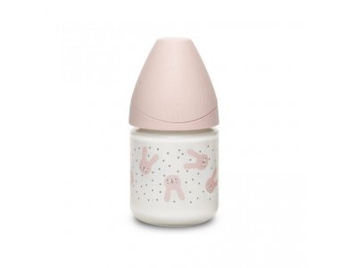 Suavinex Γυάλινο Μπιμπερό Hygge Rabbit Pink 0-6m, 120ml