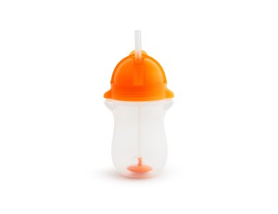 Munchkin Tip & Sip Straw Cup, Orange 12m+, Εκπαιδευτικό κύπελλο με Καλαμάκι, Πορτοκαλί, 296ml